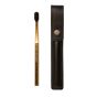 Aurezzi Saffiano Leather Case Flap & Soft Toothbrush - Black