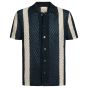 Profuomo Crochet Button Through Polo - Navy