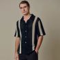 Profuomo Crochet Button Through Polo - Navy