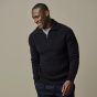 Profuomo Wool Half-Zip Fisherman Sweater - Navy