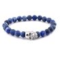 Steel & Barnett Stones Skull Bracelet - matt navy