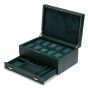 WOLF British Racing 10 Piece Watch Box With Storage - Green