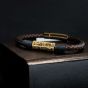 Black & Gold leather bracelet dark brown gold
