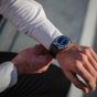Brunmontagne Representor watch leather strap - silver/blue