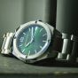 Brunmontagne Representor watch steel strap - silver/green