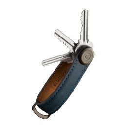 Orbitkey Crazy Horse leather key organiser - marine blue