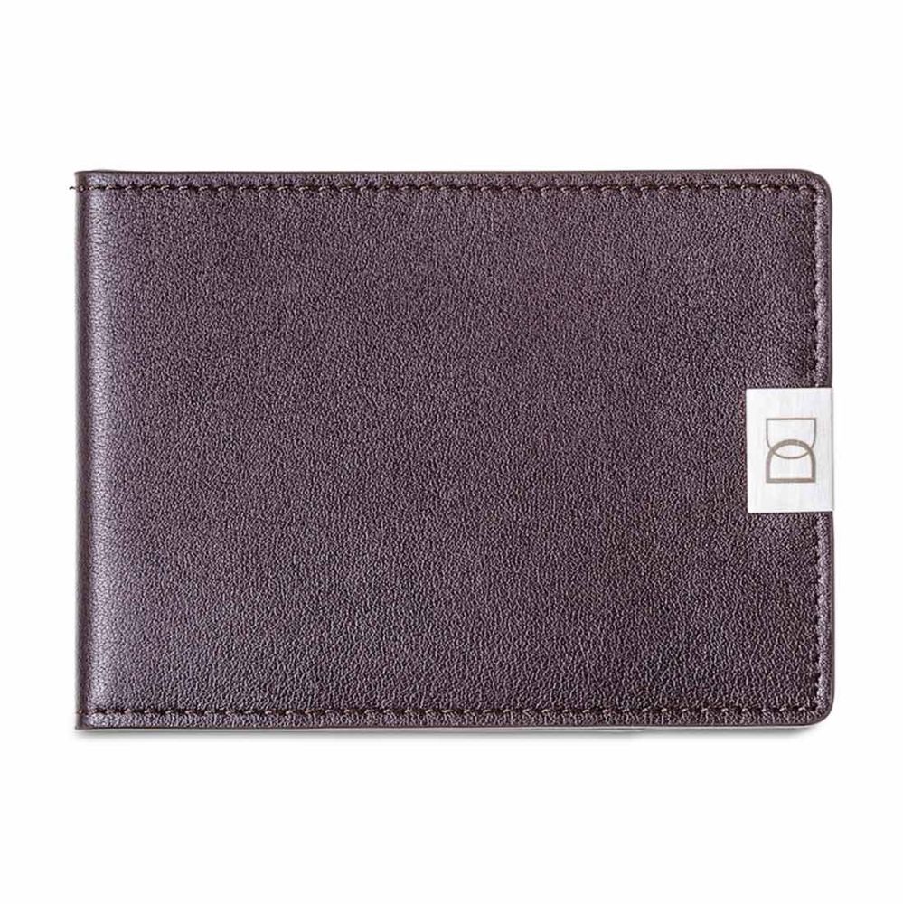 DUN wallets leather wallet brown silver